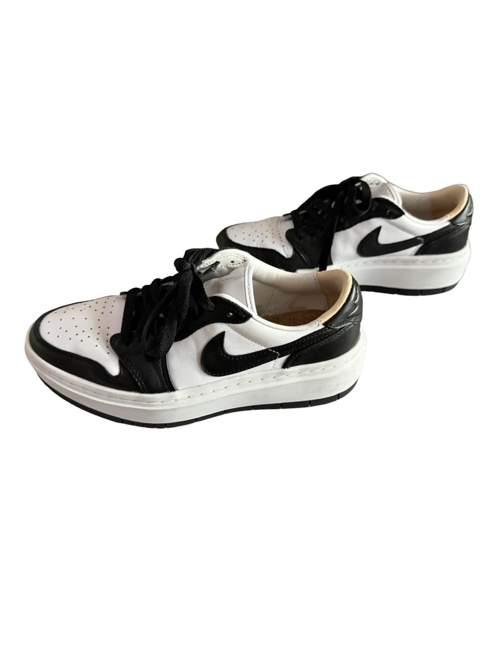 Nike White and Black platform Low-Top Sneakers with Swoosh